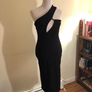 One shoulder cut out midi